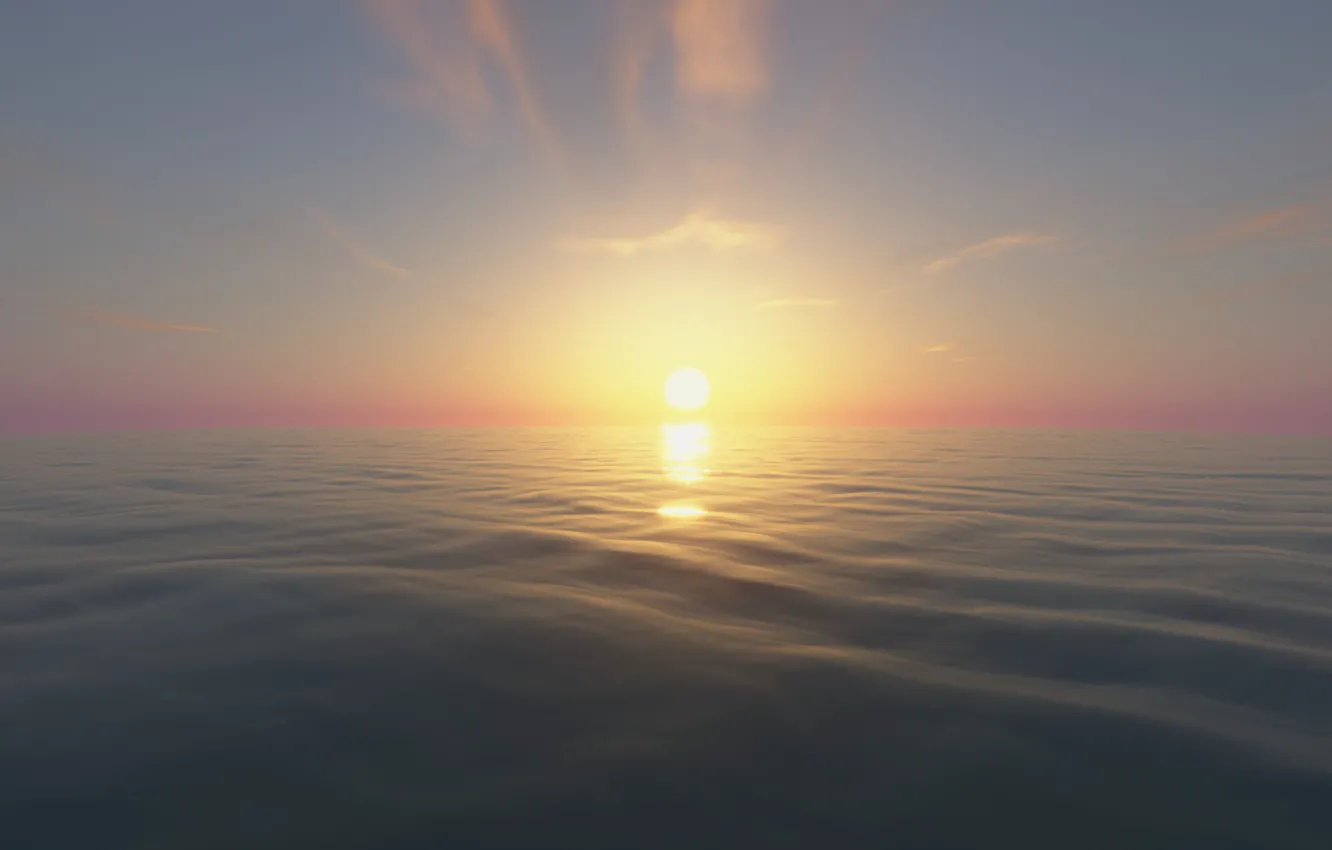 Photo wallpaper sea, the sun, minecraft, shaders
