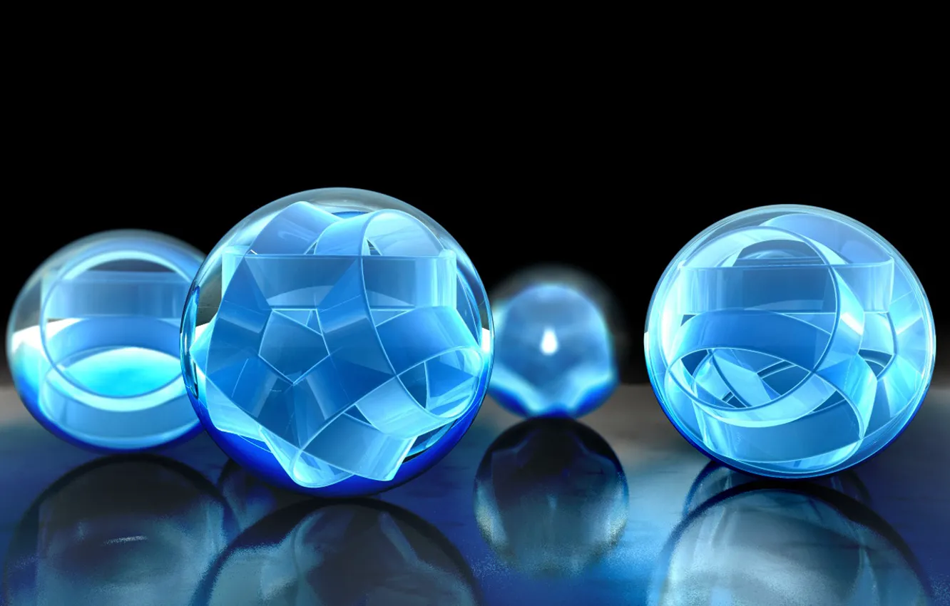 Photo wallpaper reflection, tape, blue, balls, the volume