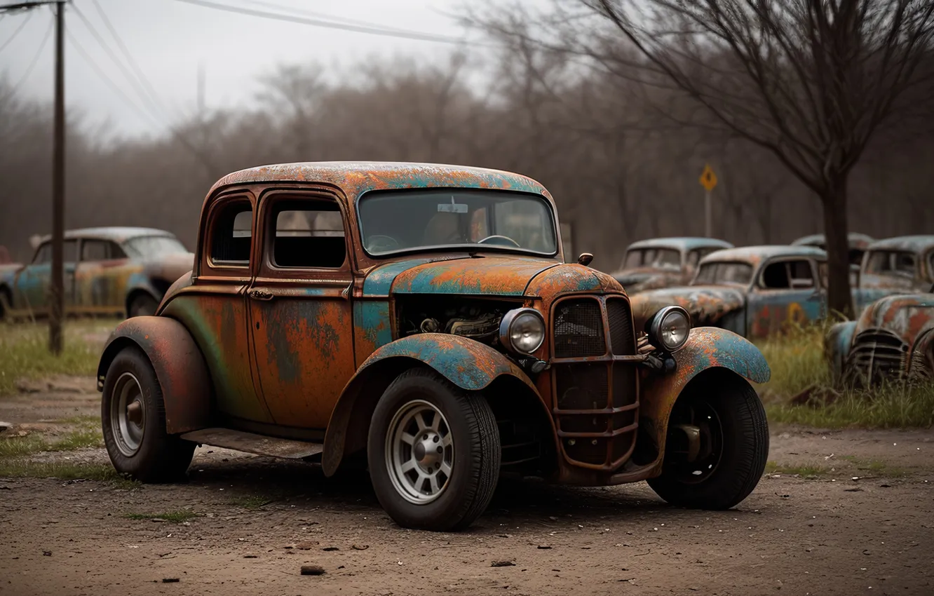 Photo wallpaper machine, auto, old