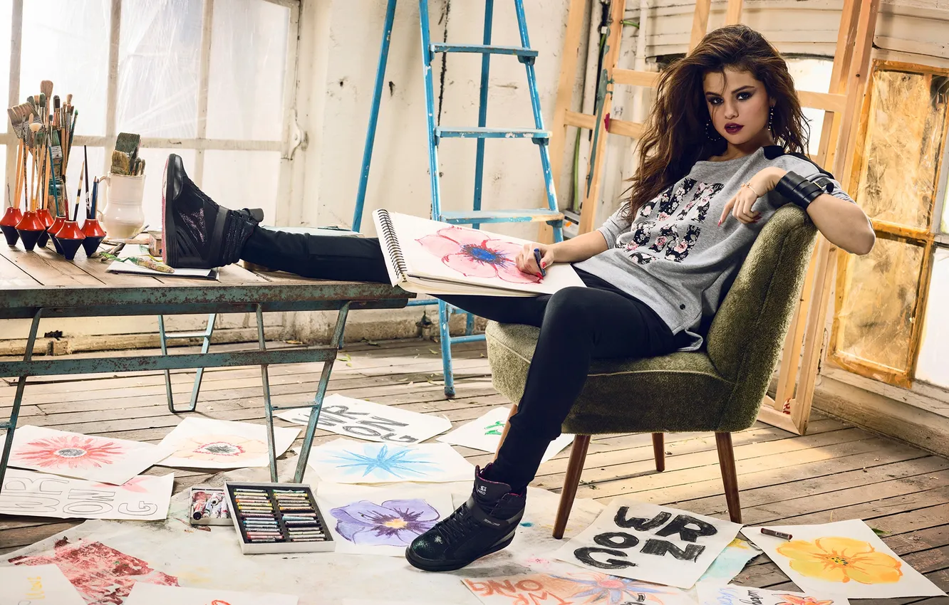Photo wallpaper look, hair, actress, art, beauty, singer, Selena Gomez, figure model