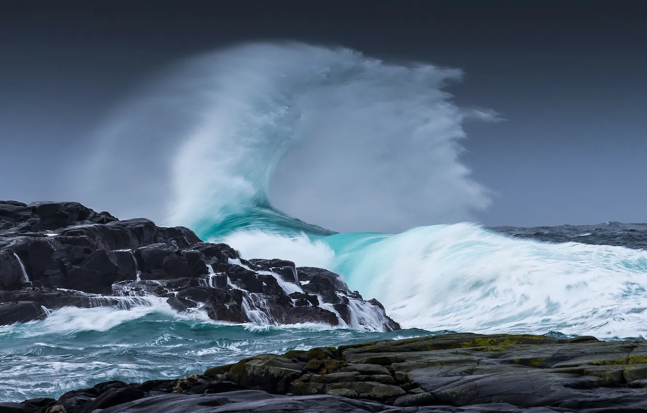 Photo wallpaper waves, storm, sea, nature, water, seascape, landscape