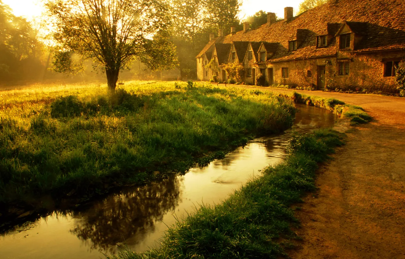 Photo wallpaper autumn, trees, home