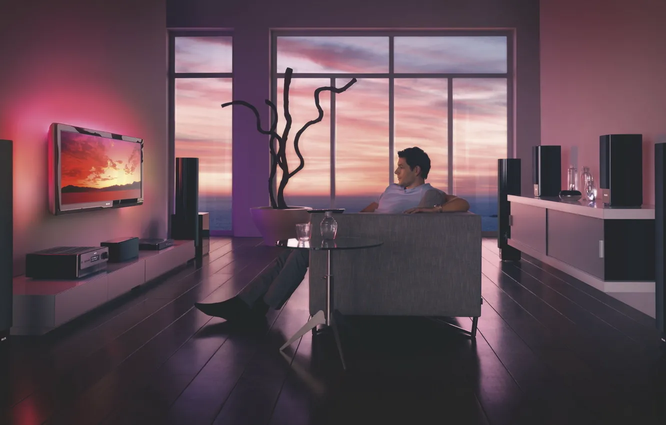 Photo wallpaper stay, the evening, male, home theater