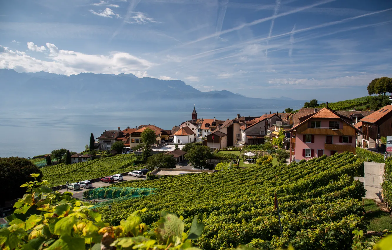 Photo wallpaper slope, house, settlement
