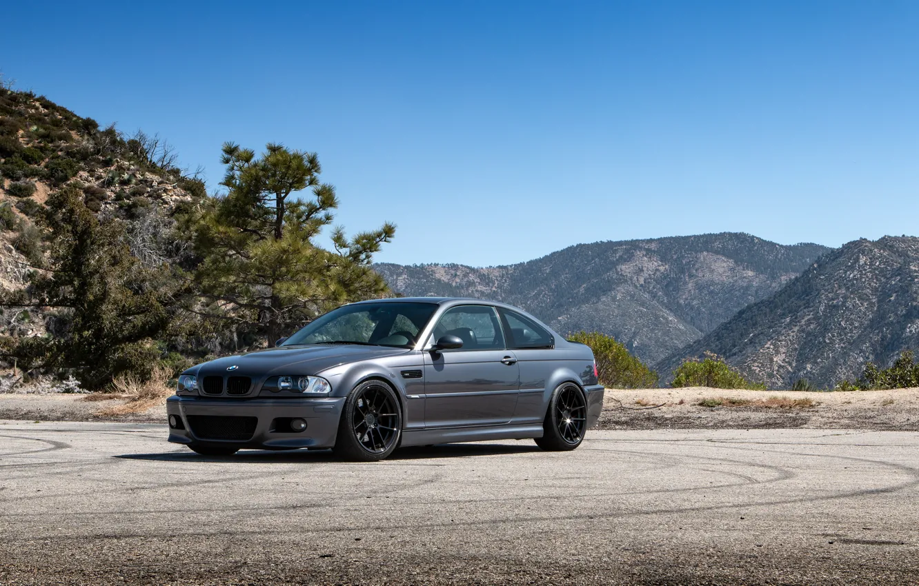 Photo wallpaper Grey, E46, Mountains, M3