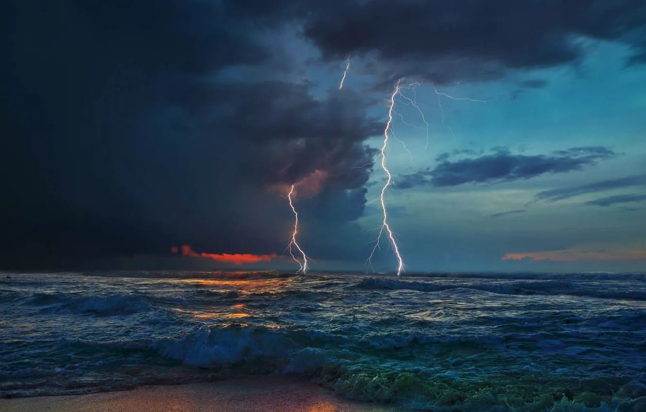 Photo wallpaper sea, the storm, element