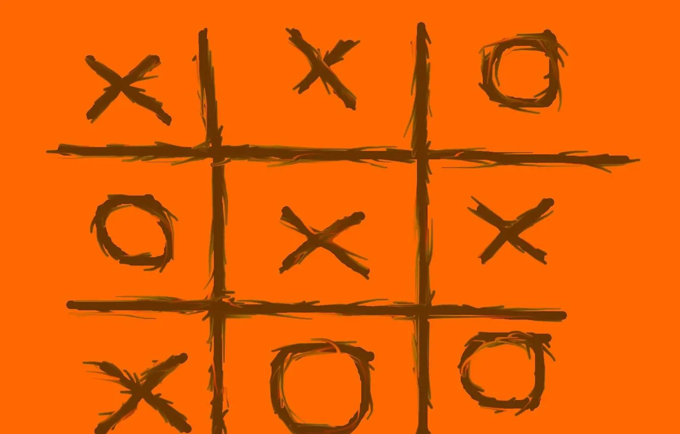 Photo wallpaper orange, TIC TAC toe