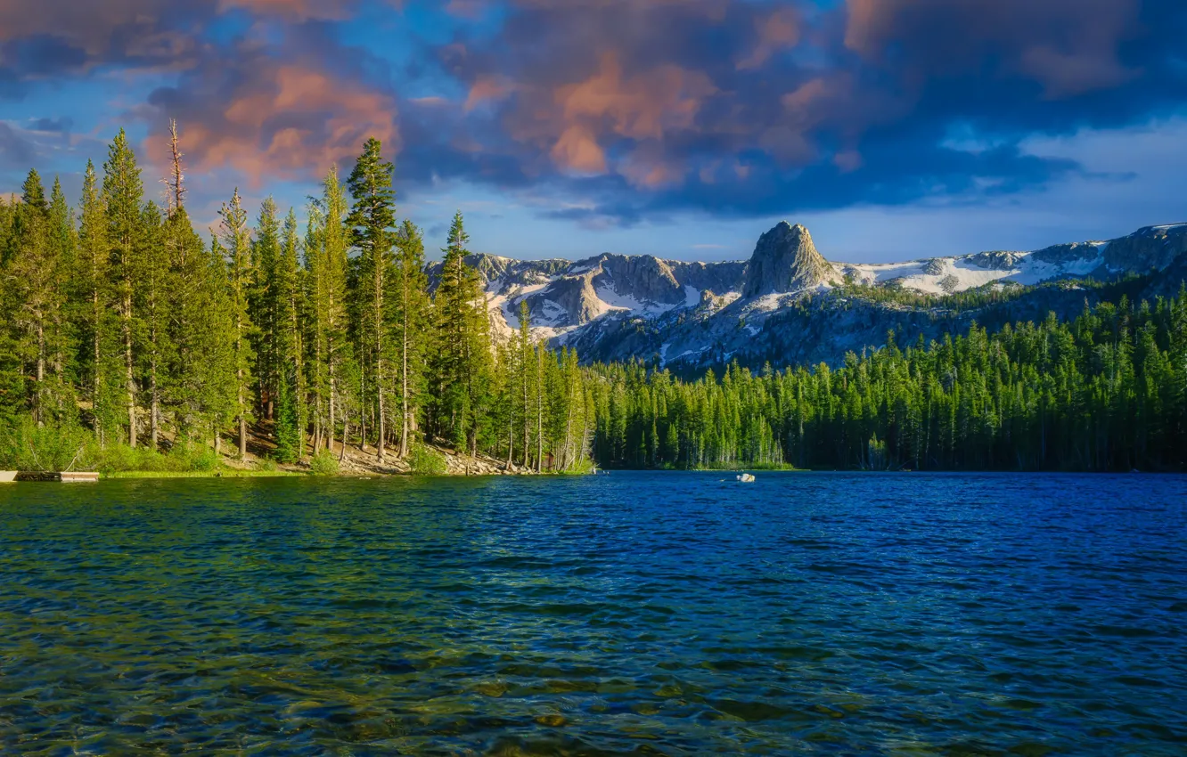 Photo wallpaper forest, mountains, lake, CA, California, Sierra Nevada, Sierra Nevada, Lake Mamie