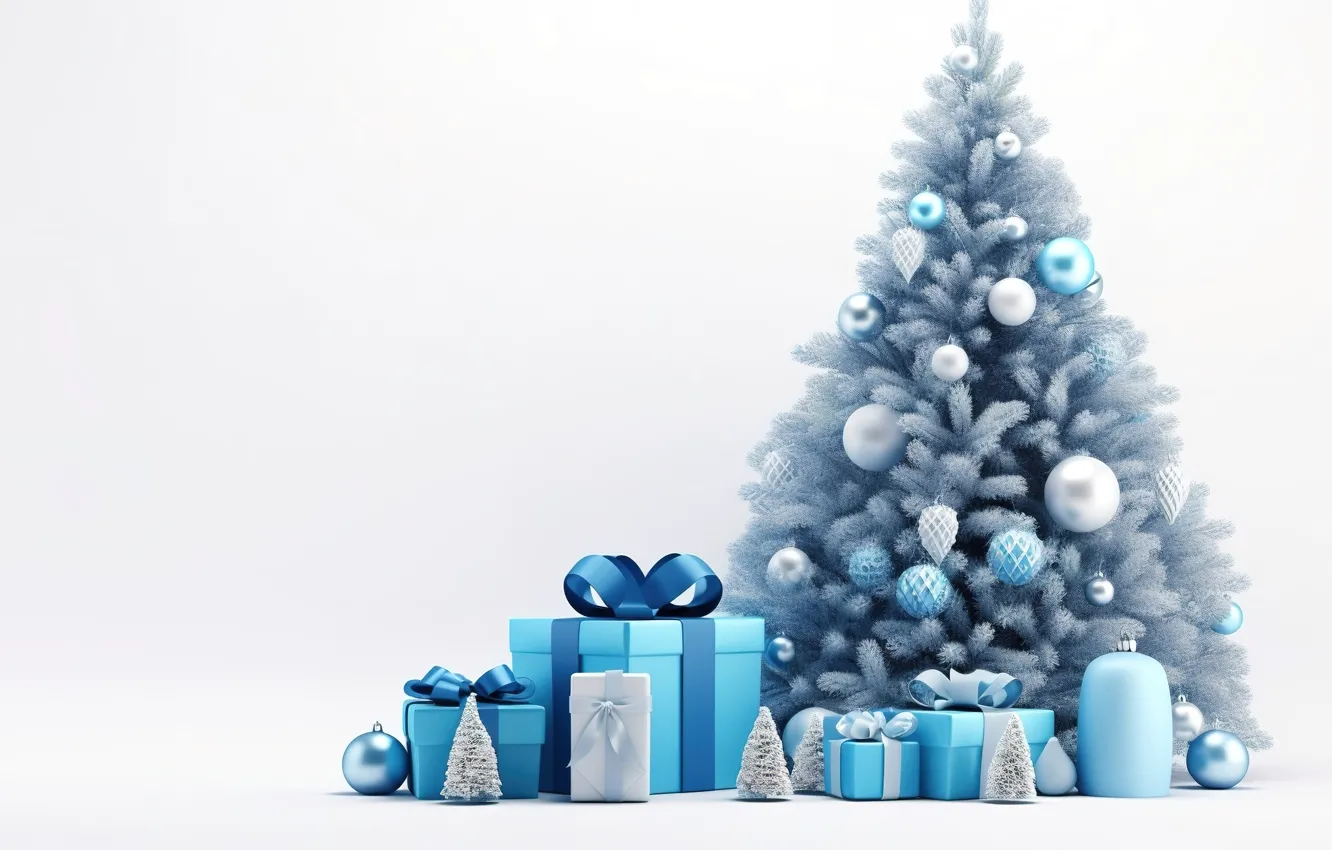 Photo wallpaper decoration, balls, tree, New Year, Christmas, gifts, new year, Christmas