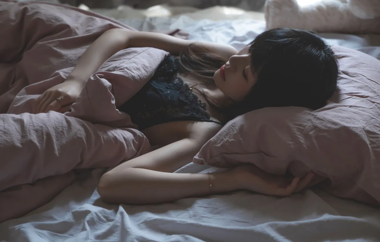 Photo wallpaper woman, beautiful, model, pretty, asian, cute, sleeping, lying down