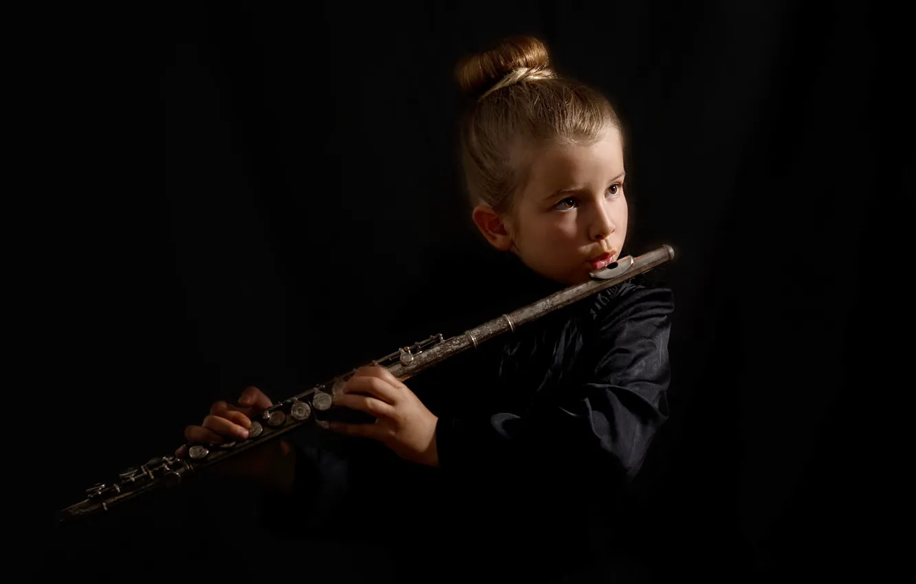 Photo wallpaper music, girl, flute