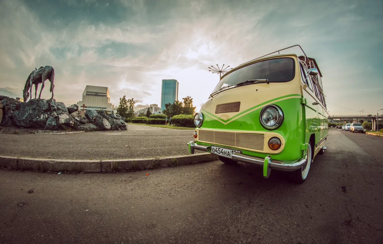 Photo wallpaper green, retro, van, Krasnoyarsk, the qavamobili., ErAZ