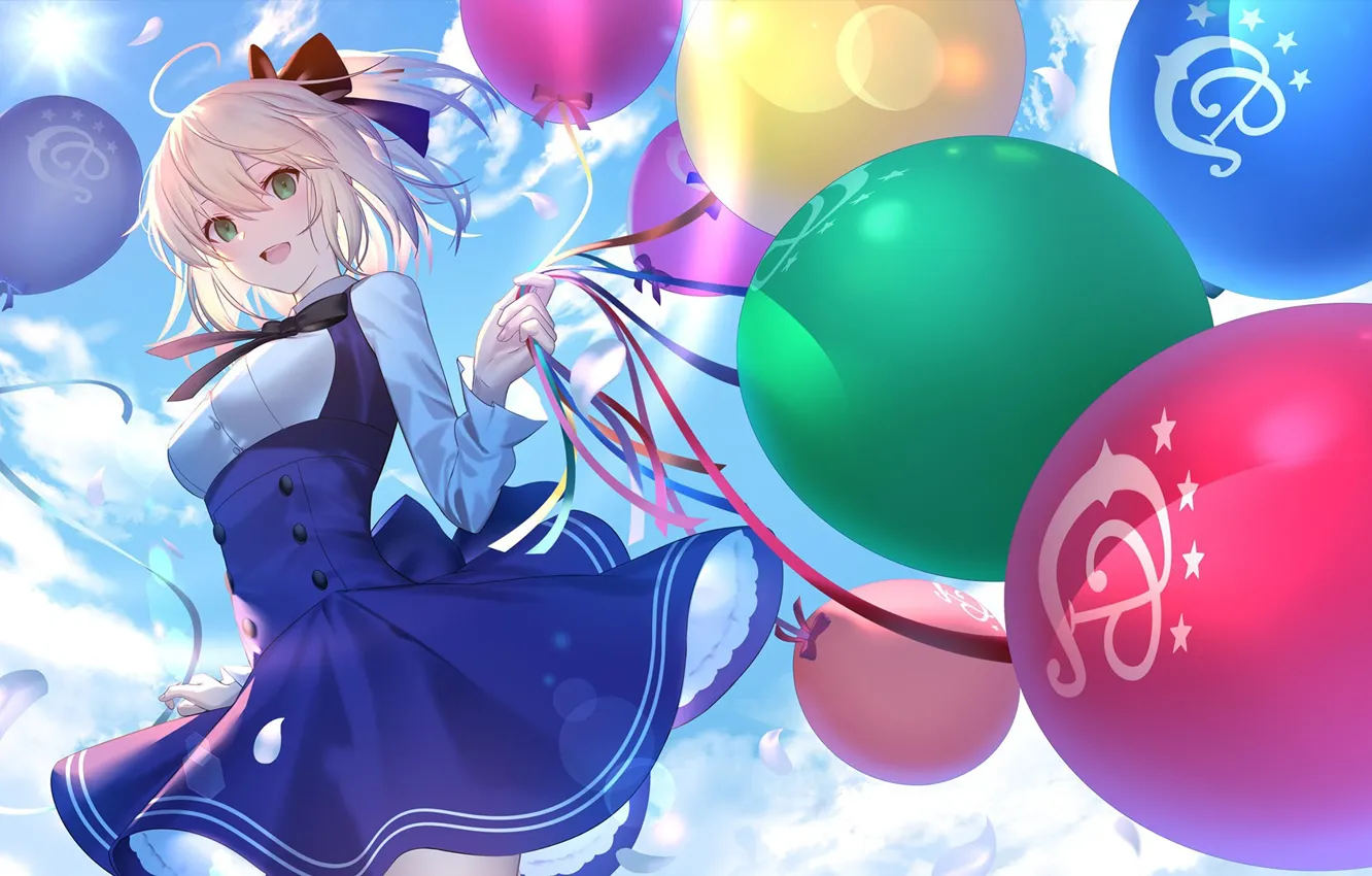 Photo wallpaper girl, balloons, Artoria, the saber, Fate / Stay Night, Fate stay Night