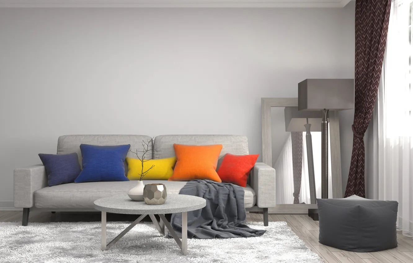 Photo wallpaper design, sofa, interior, pillow, living room, interior, sofa, Stocker Number2
