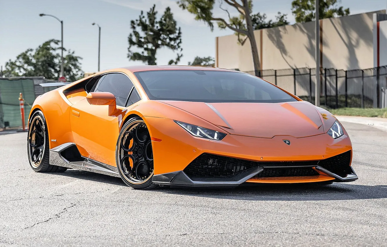 Photo wallpaper Lamborghini, Lamborghini, LP 610-4, Huracan, Lamborghini Huracan, Watch free Lamborghini LP 610-4, Orange Borealis