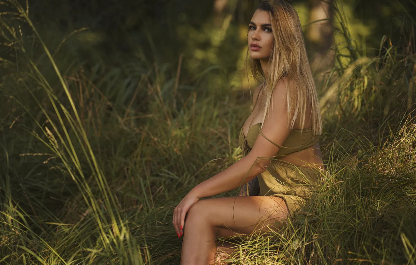 Photo wallpaper dress, blonde, legs, long hair, waist, Karolina, Robert finus, Robert Wypiór