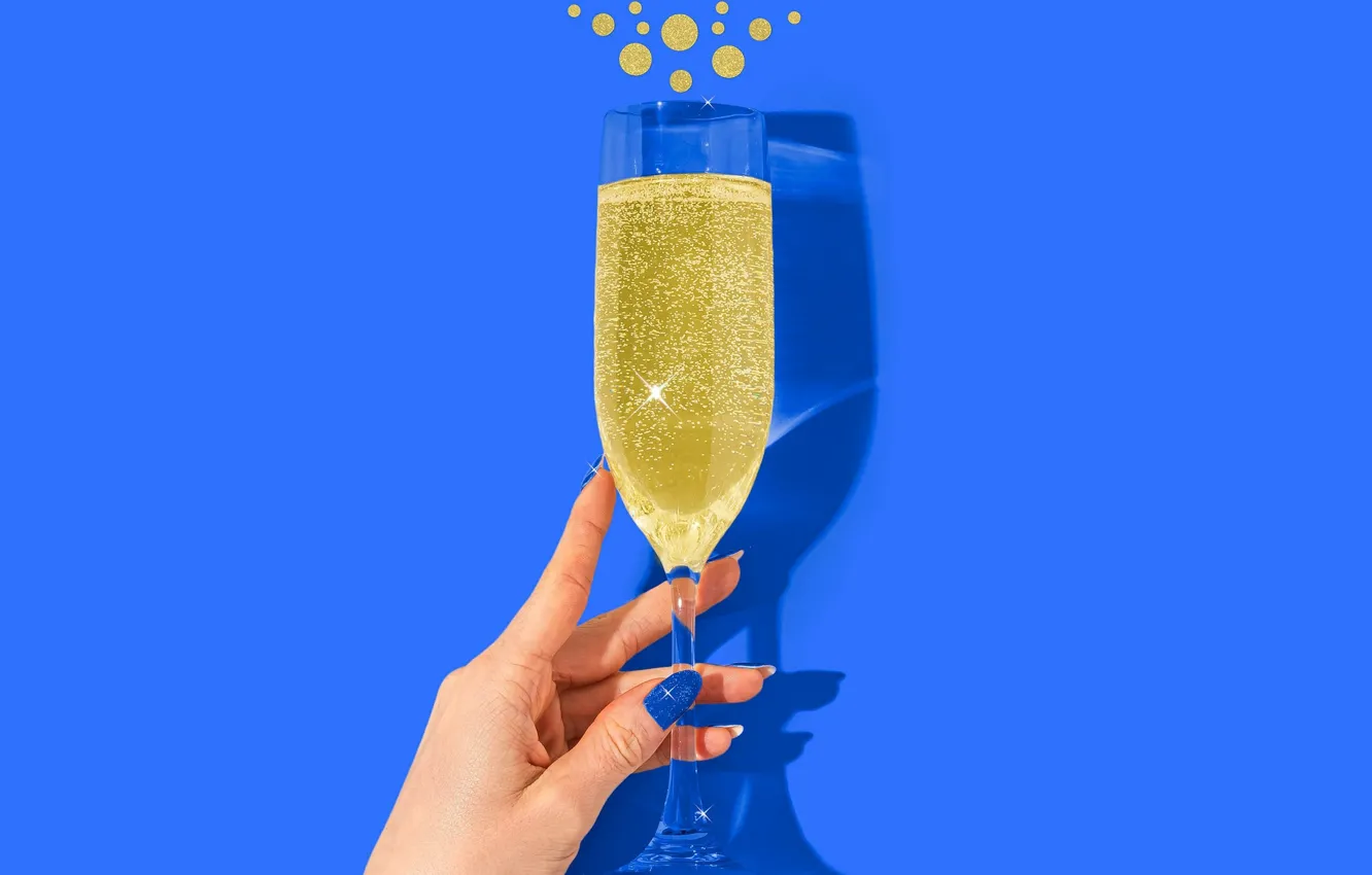 Photo wallpaper glass, hands, drink, champagne