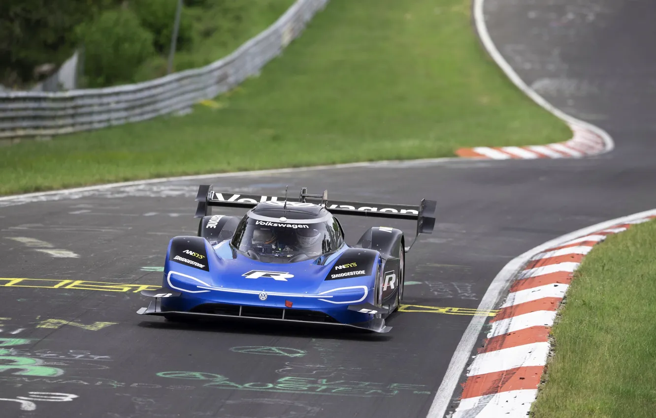 Photo wallpaper asphalt, blue, Prototype, Volkswagen, prototype, The Nürburgring, Nordschleife, 2019