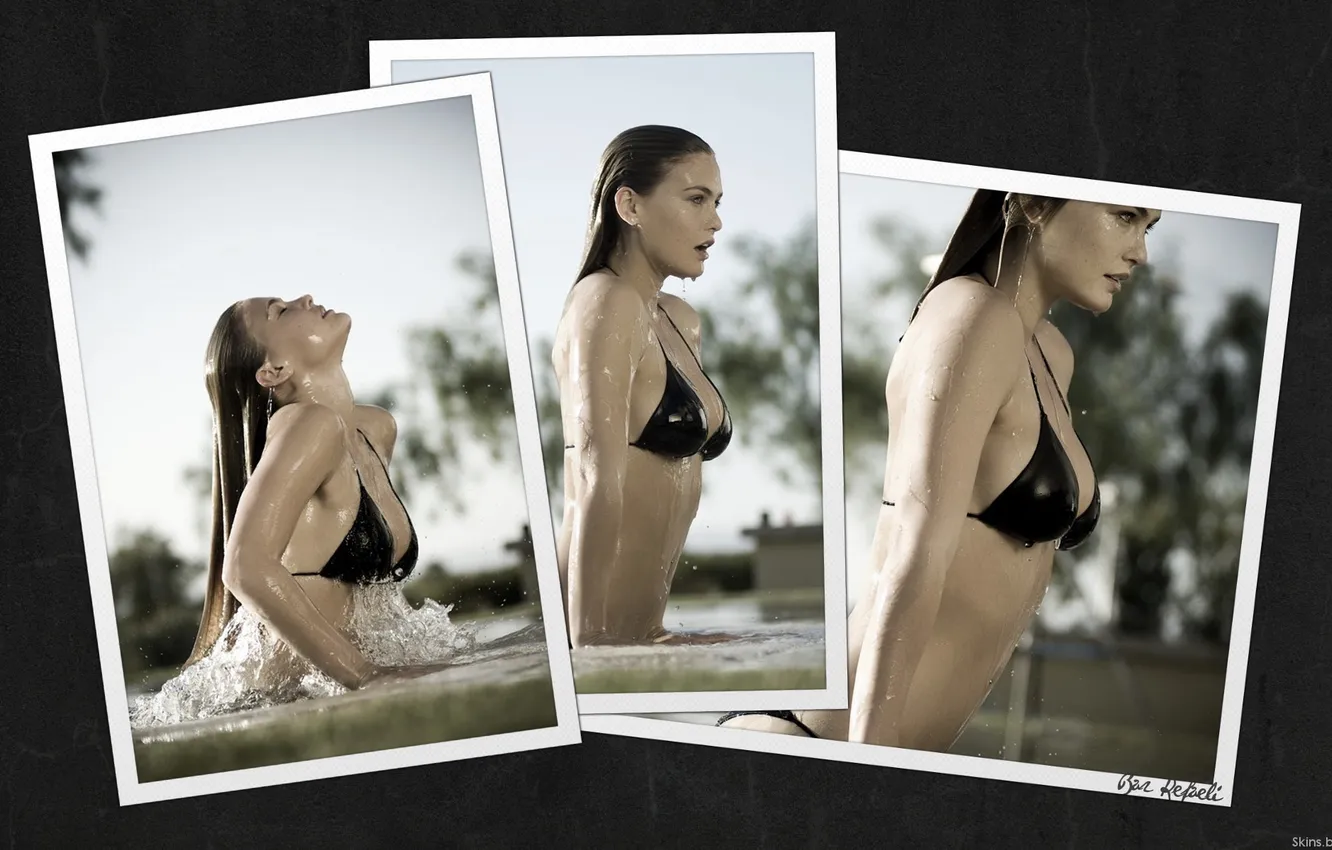 Photo wallpaper swimsuit, girl, wet, frame, Bar Refaeli