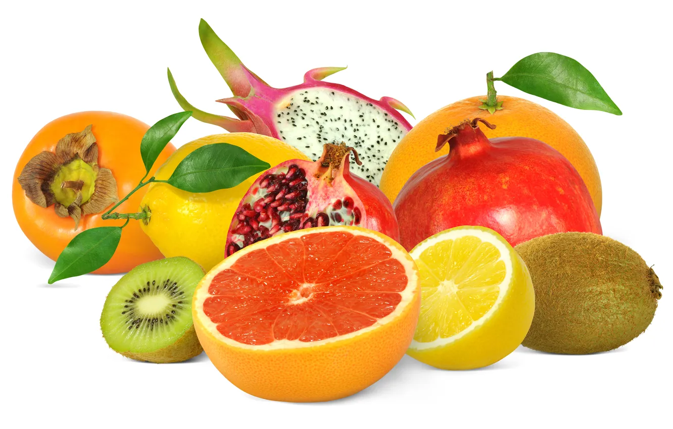 Photo wallpaper lemon, kiwi, fruit, grapefruit, garnet, quince, pitahaya