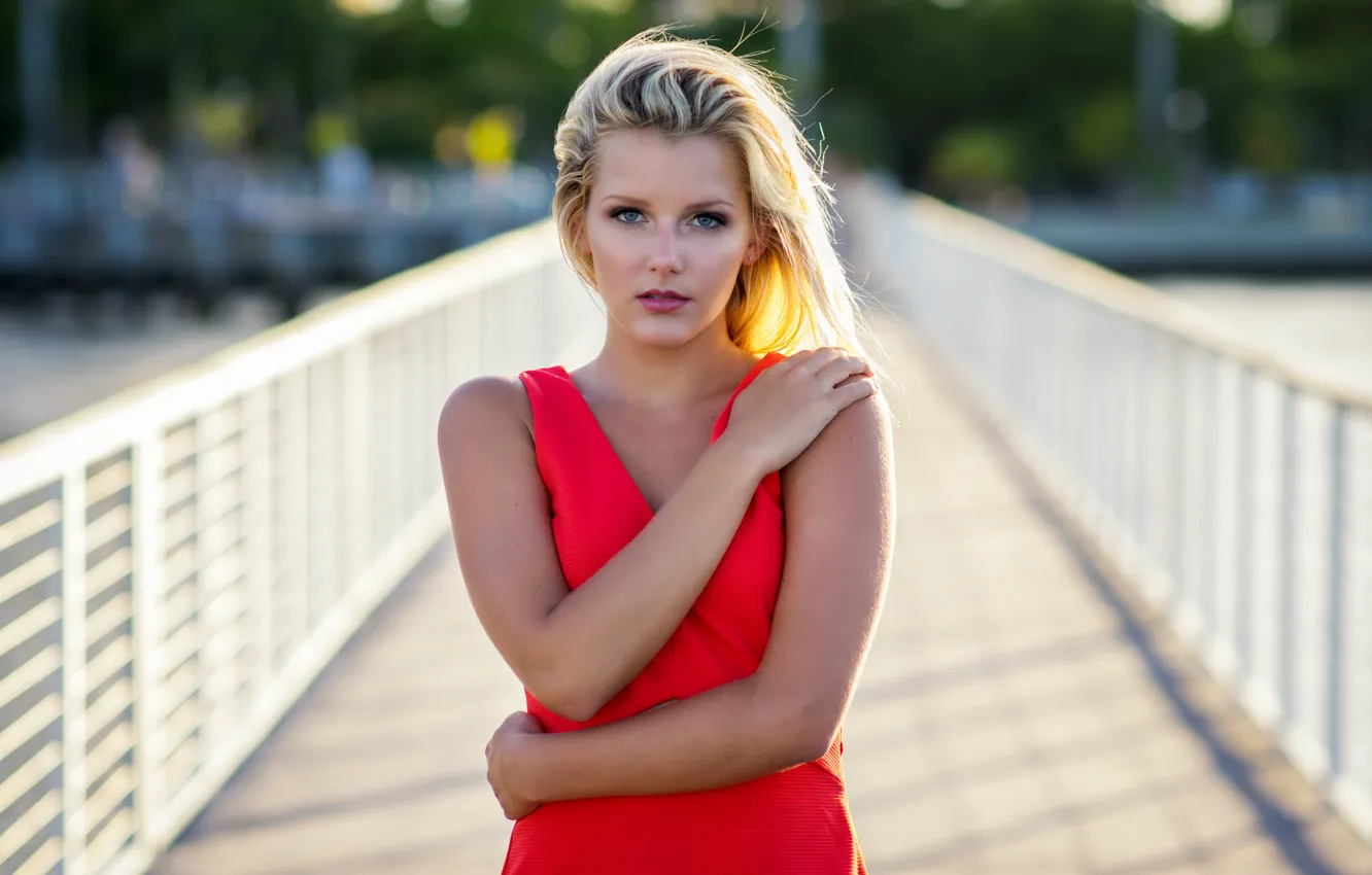 Photo wallpaper summer, girl, face, hair, dress, blonde, beauty
