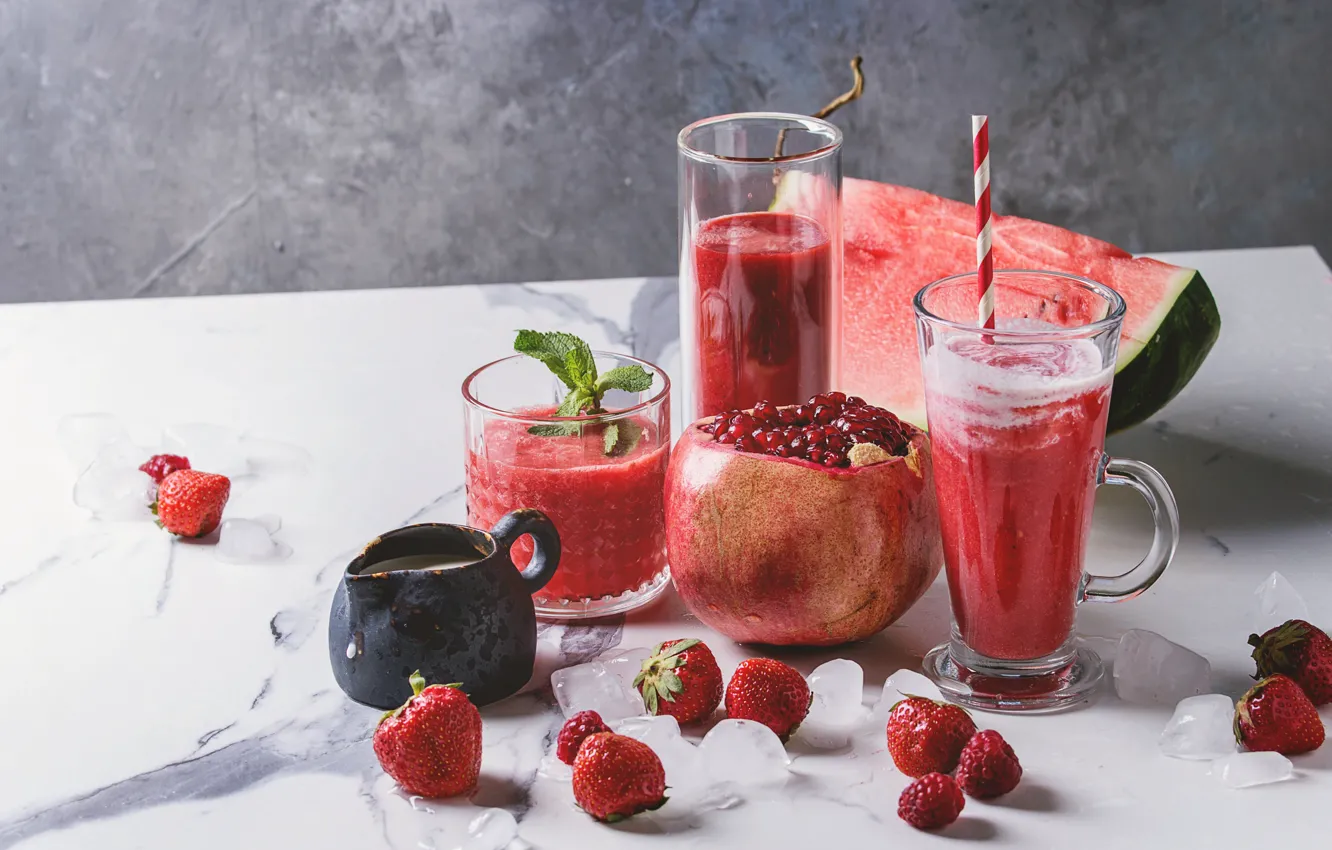 Photo wallpaper berries, watermelon, cocktail, fruit, smoothies, Natasha Breen