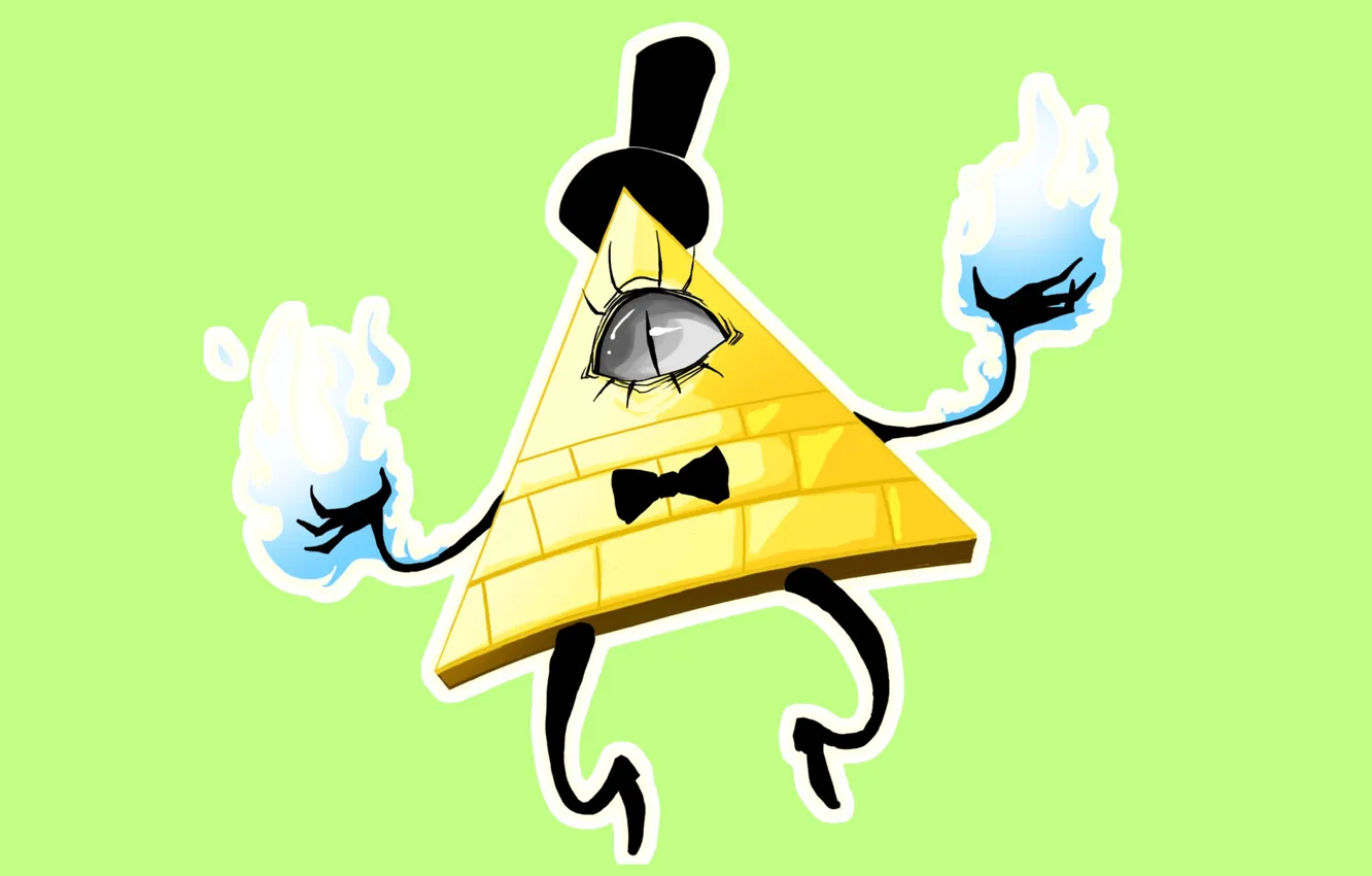 Wallpaper eyes, fire, hat, art, bow, triangle, Gravity Falls, Bill ...