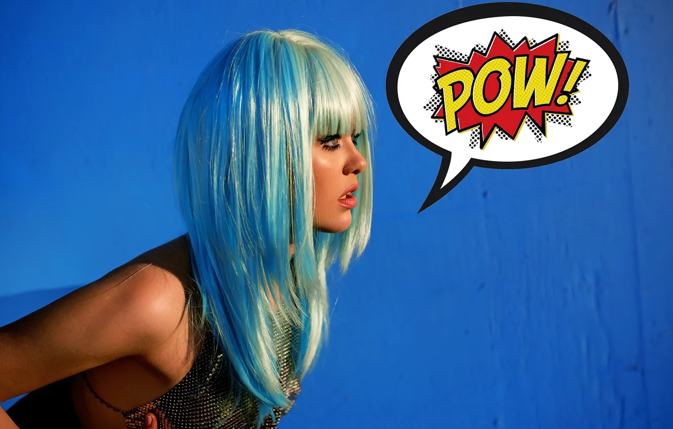 Photo wallpaper girl, sweetheart, model, beautiful, wig, blue hair, comic, Kristina Bazan