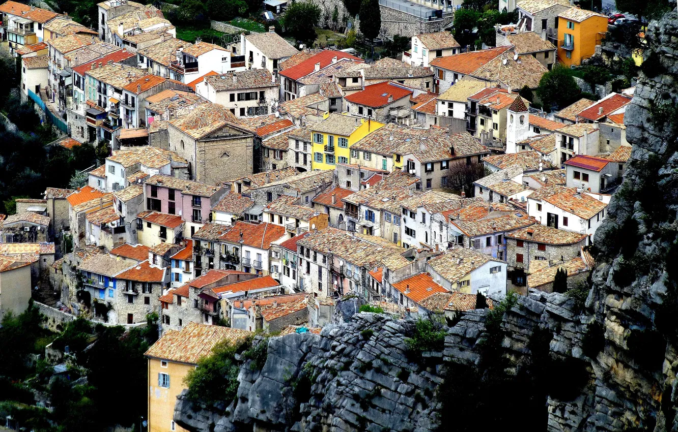 Photo wallpaper roof, mountains, France, home, drink, Provence-Alpes-Cote d'azur