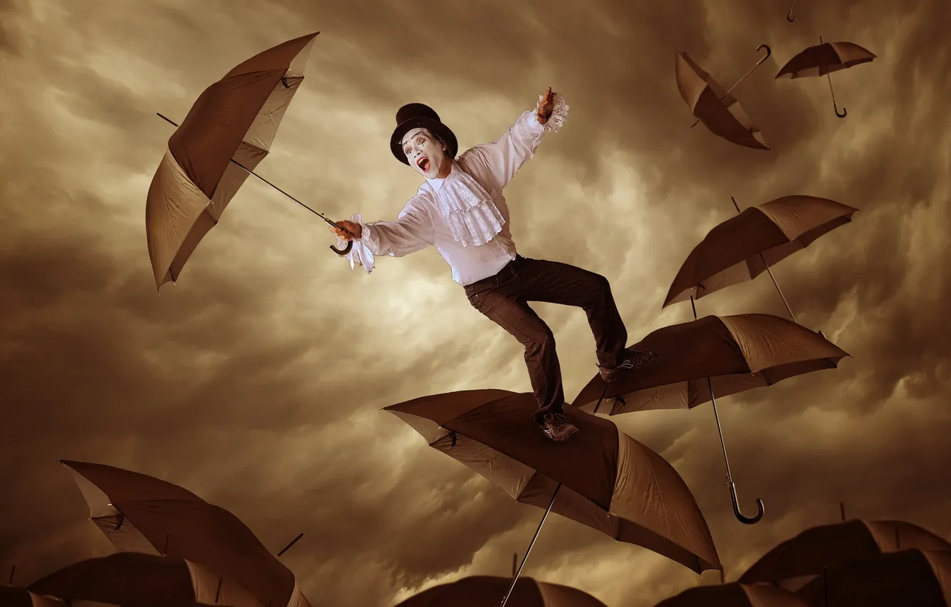 Photo wallpaper people, the situation, umbrella
