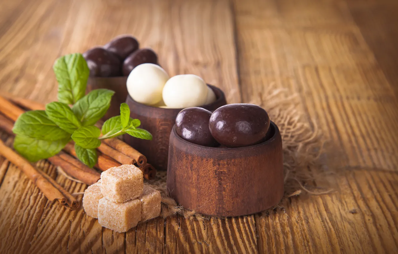 Photo wallpaper chocolate, sugar, cinnamon, mint