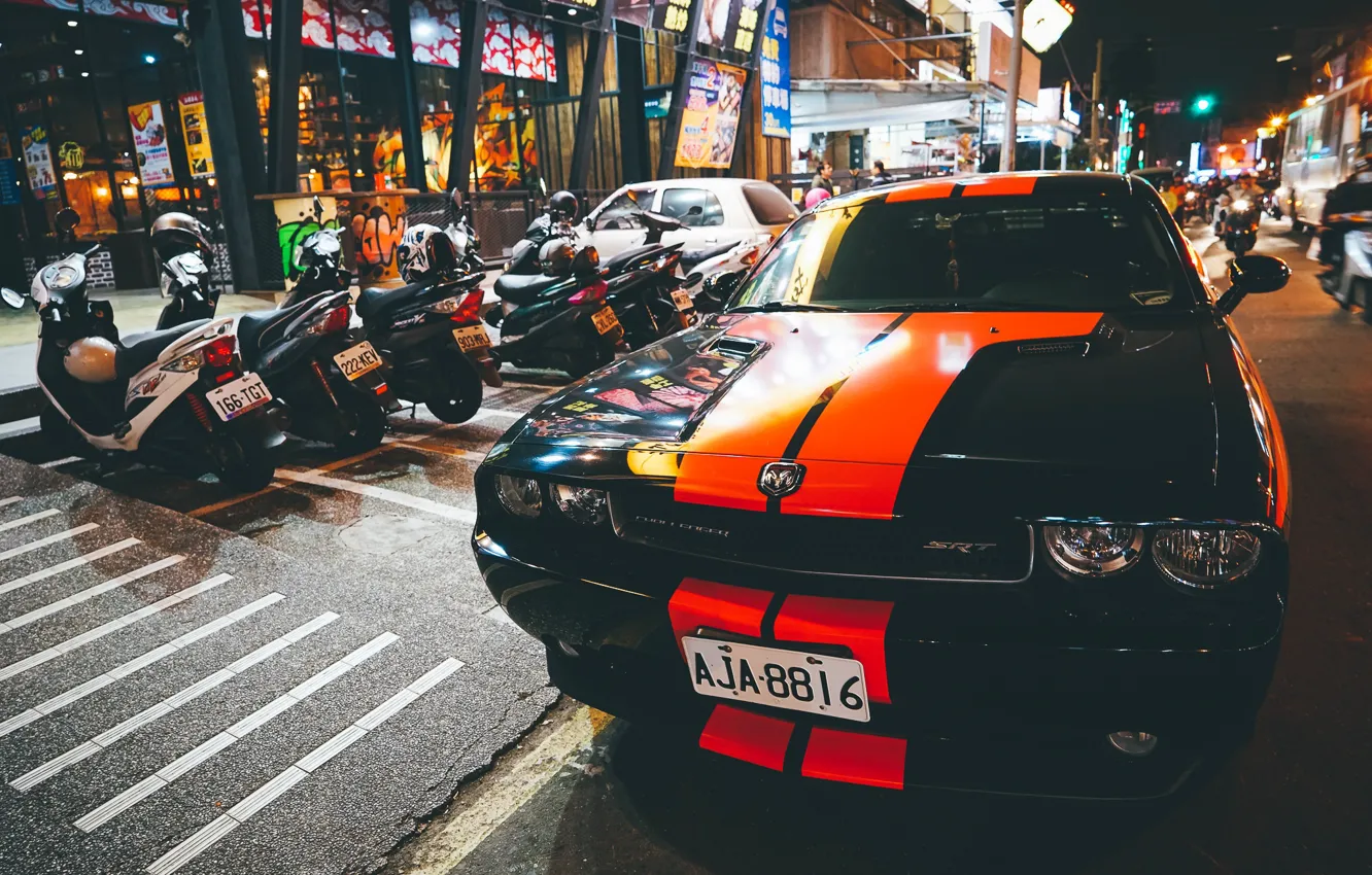 Photo wallpaper the city, street, car, night