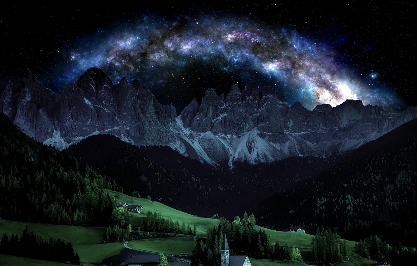 Photo wallpaper the sky, mountains, night, Italy, Alps