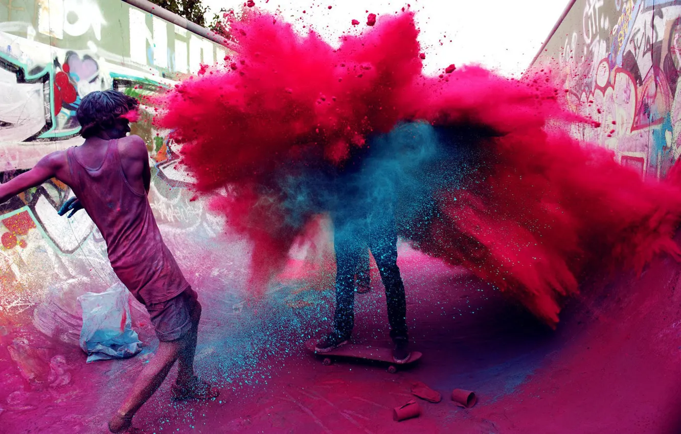 Photo wallpaper paint, graffiti, skate, a riot of colors