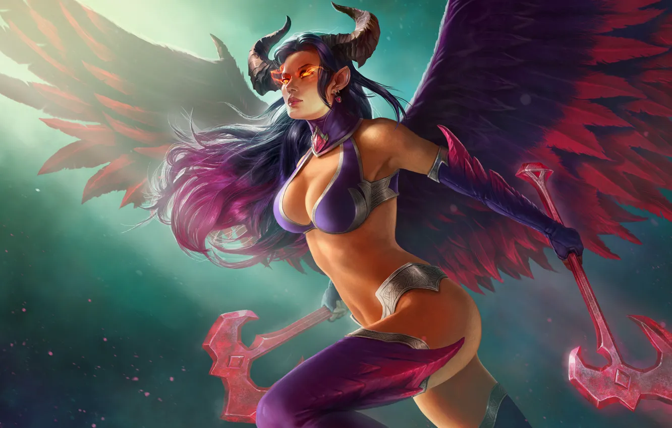 Photo wallpaper the game, wings, demoness, Juggernaut Wars, Demoness Lishet