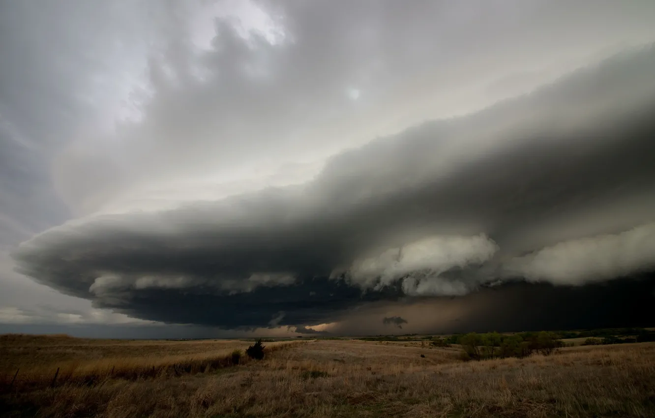 Photo wallpaper field, the sky, clouds