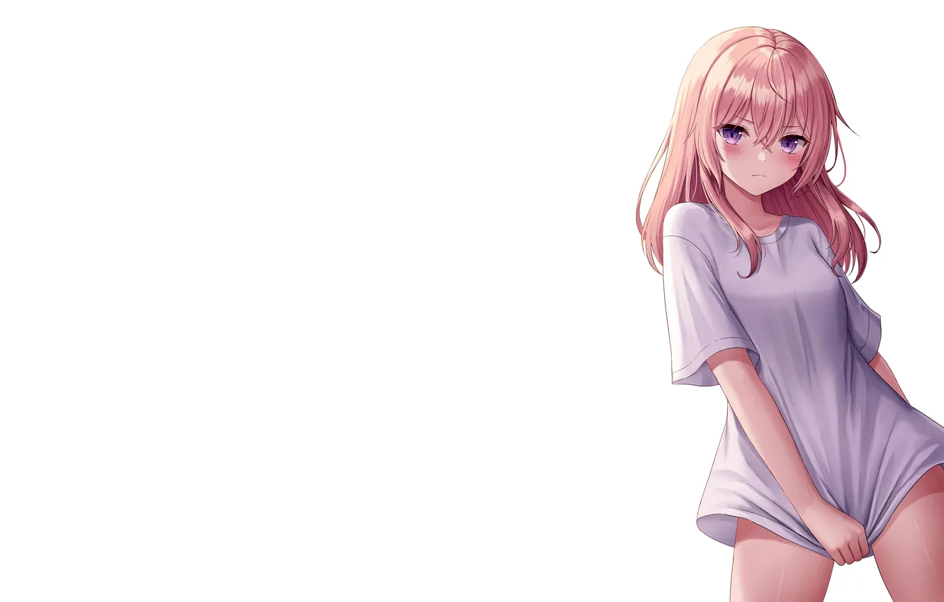 Photo wallpaper girl, pink hair, long hair, anime, beautiful, purple eyes, pretty, attractive