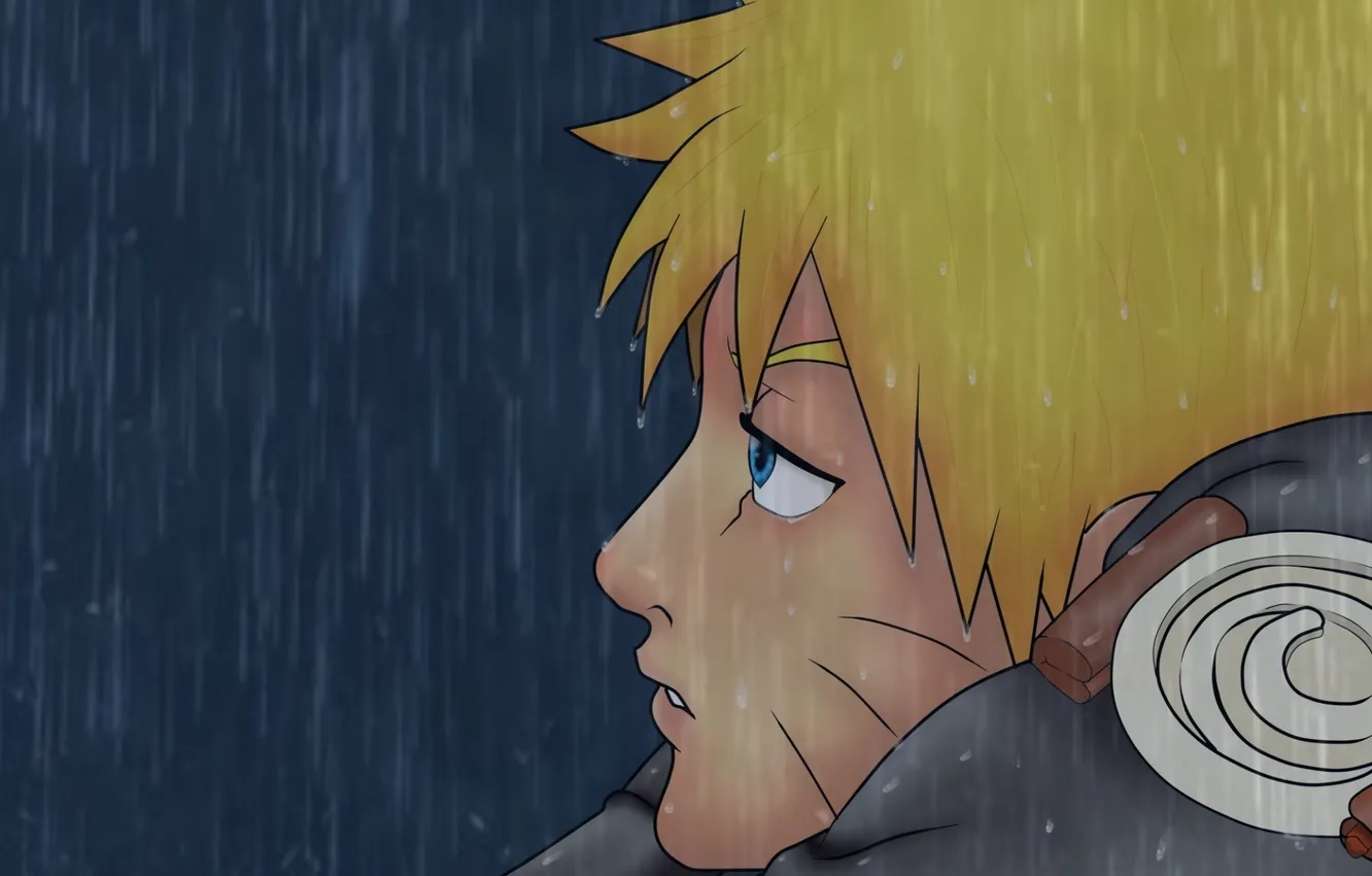 Photo wallpaper sadness, rain, Anime, Naruto, Naruto, art, Uzumaki Naruto, Uzumaki Naruto