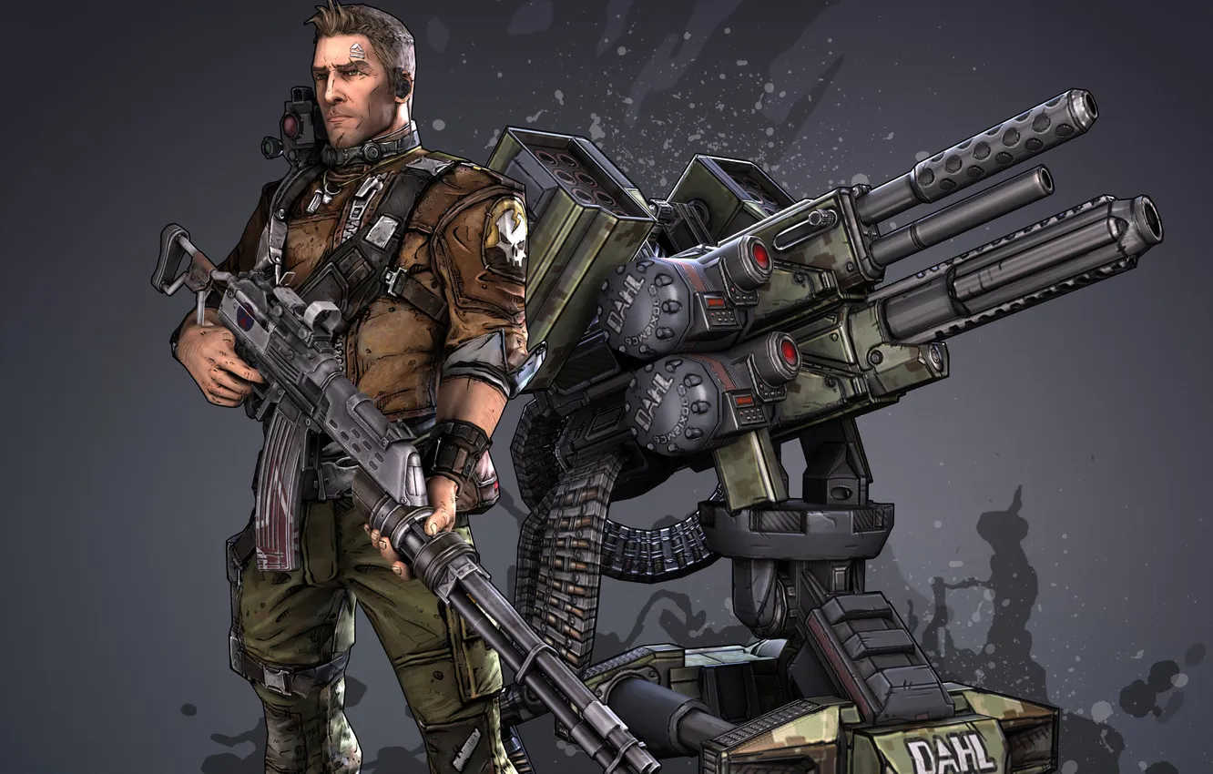 Photo wallpaper soldiers, machine, Commando, commando, turret, Borderlands, Axton