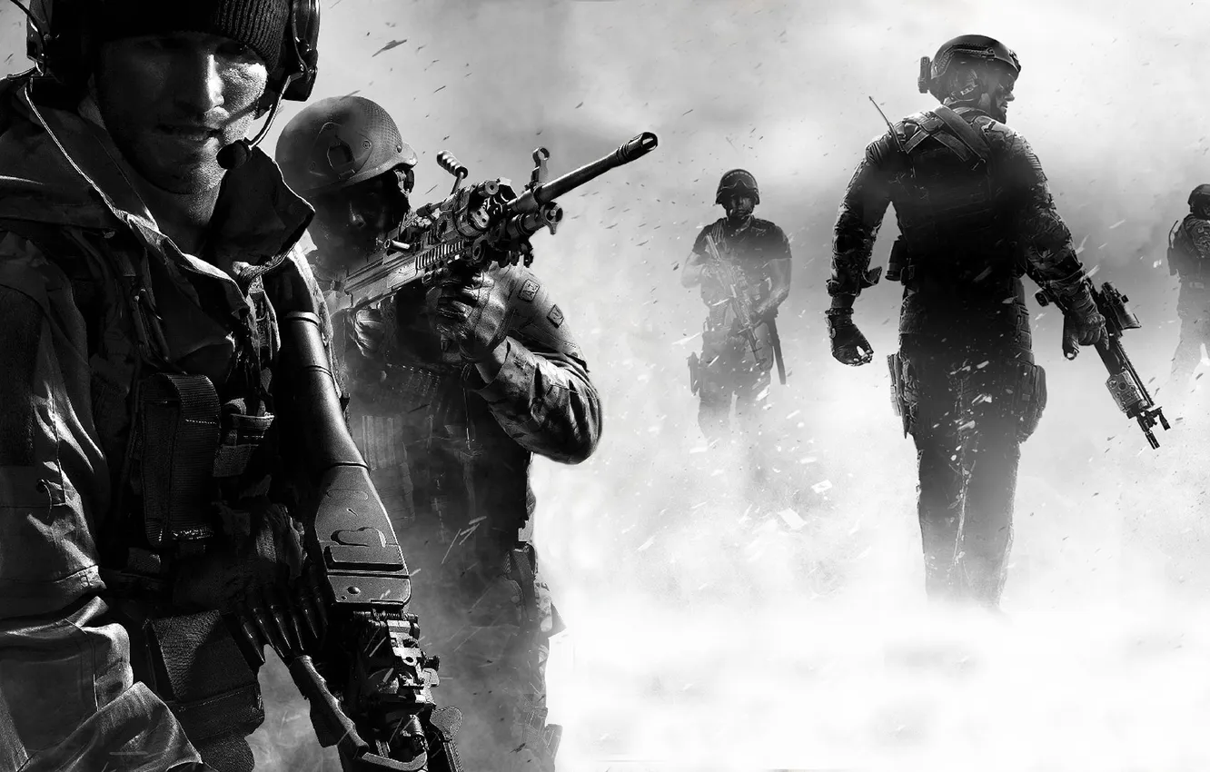 Photo wallpaper weapons, smoke, soldiers, Call of duty mw3