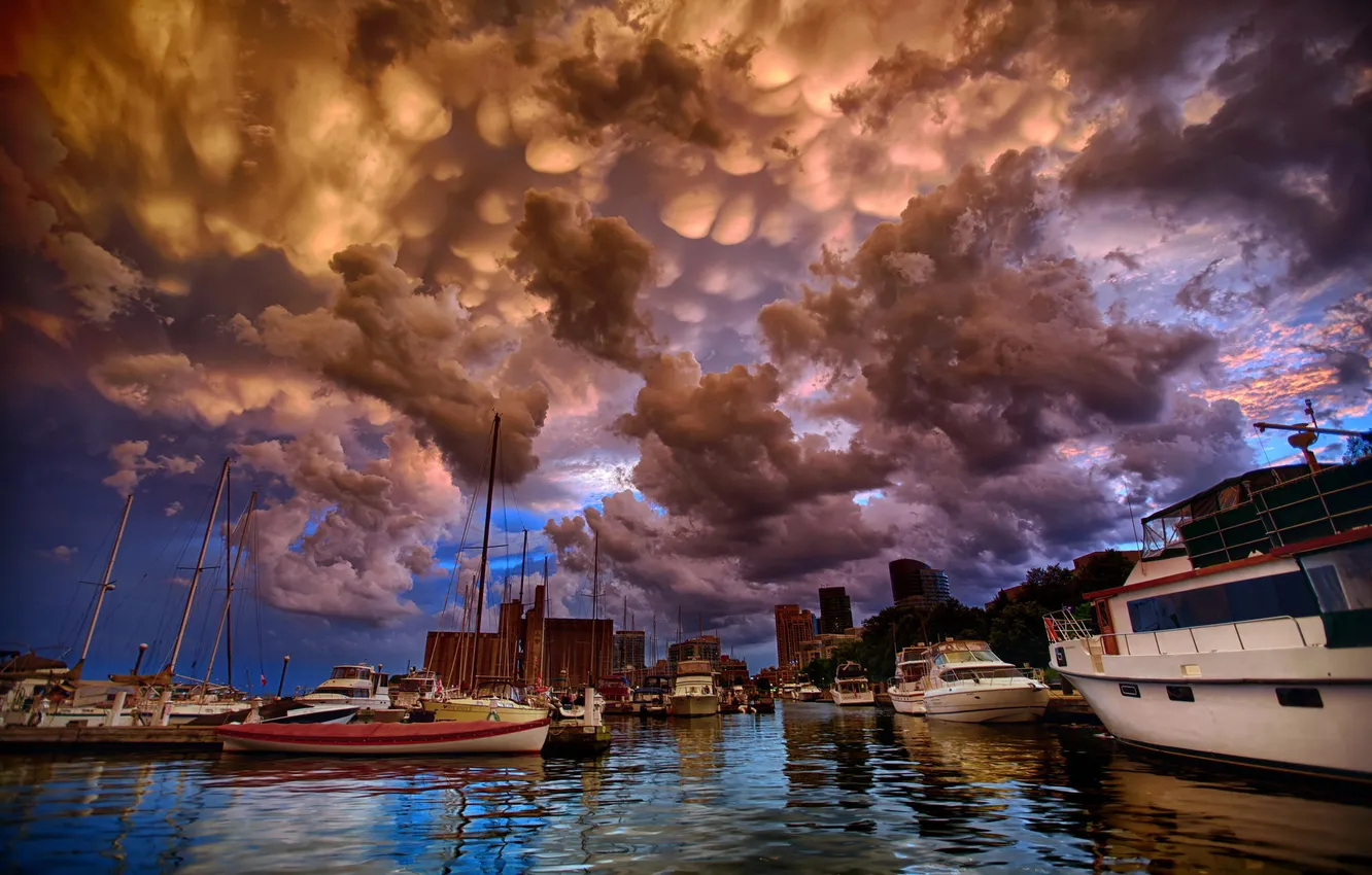 Photo wallpaper the city, the ocean, boat, Bay, yacht