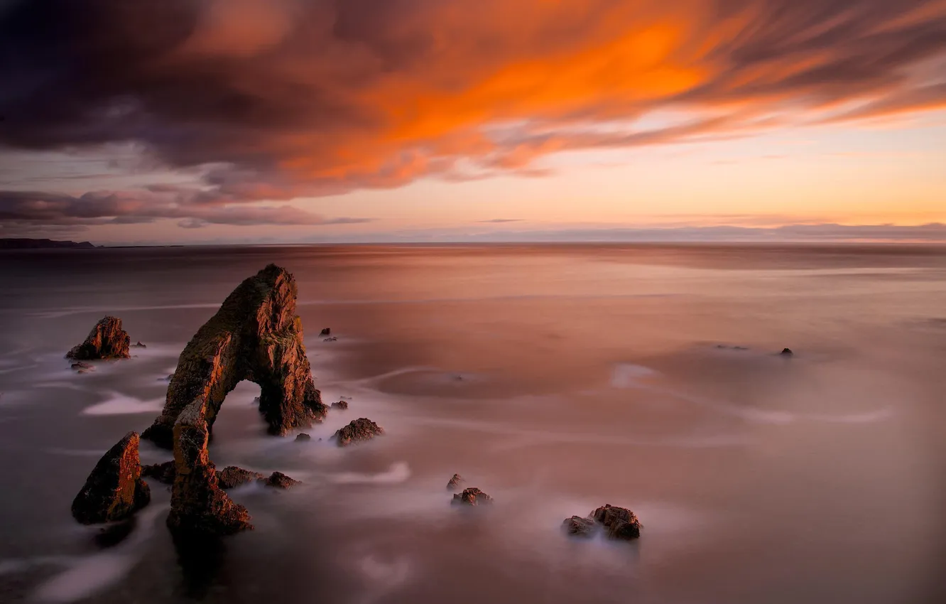 Photo wallpaper sea, landscape, rocks, dawn