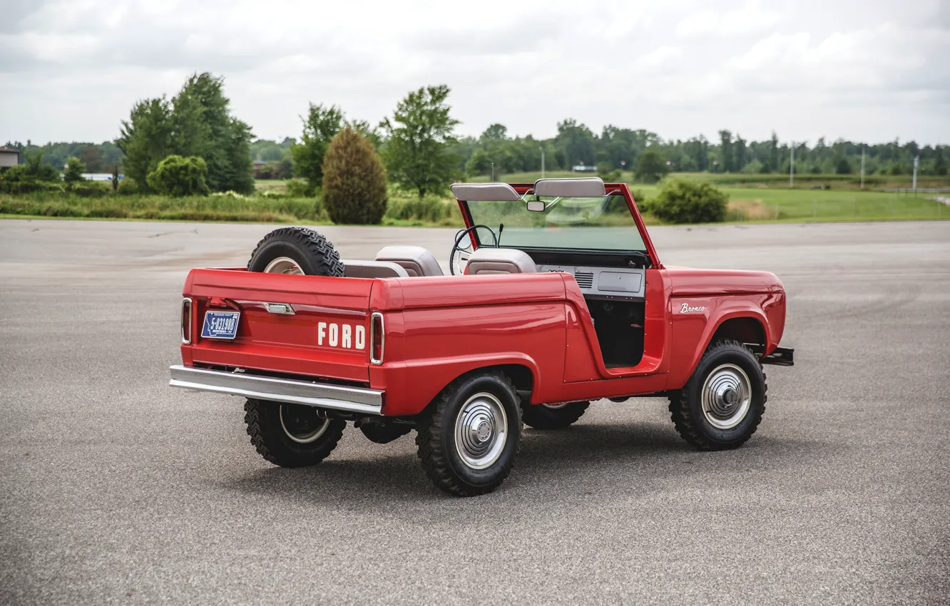 Photo wallpaper red, Roadster, Ford, back, 1966, Bronco