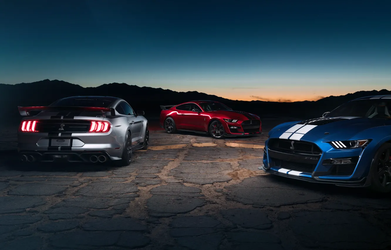 Photo wallpaper sunset, Mustang, Ford, Shelby, GT500, the evening, twilight, 2019