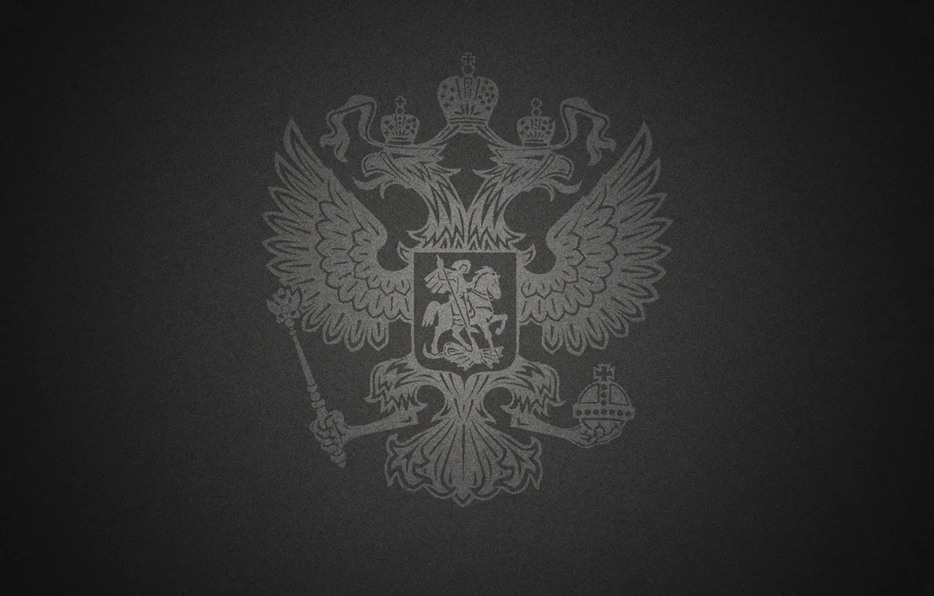 Photo wallpaper black background, double-headed eagle, the coat of arms of Russia