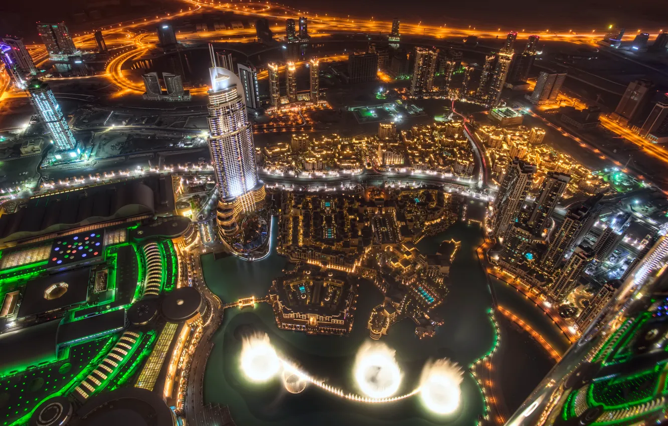 Photo wallpaper night, the city, skyscrapers, Dubai, Dubai, UAE, Dubai