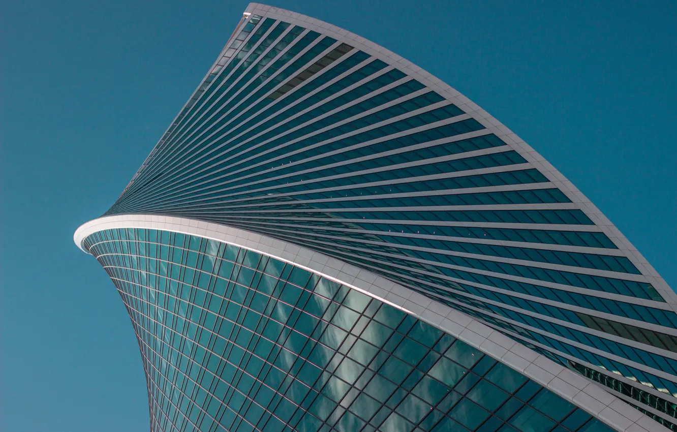 Photo wallpaper blue, the city, blue, skyscrapers, window, Moscow