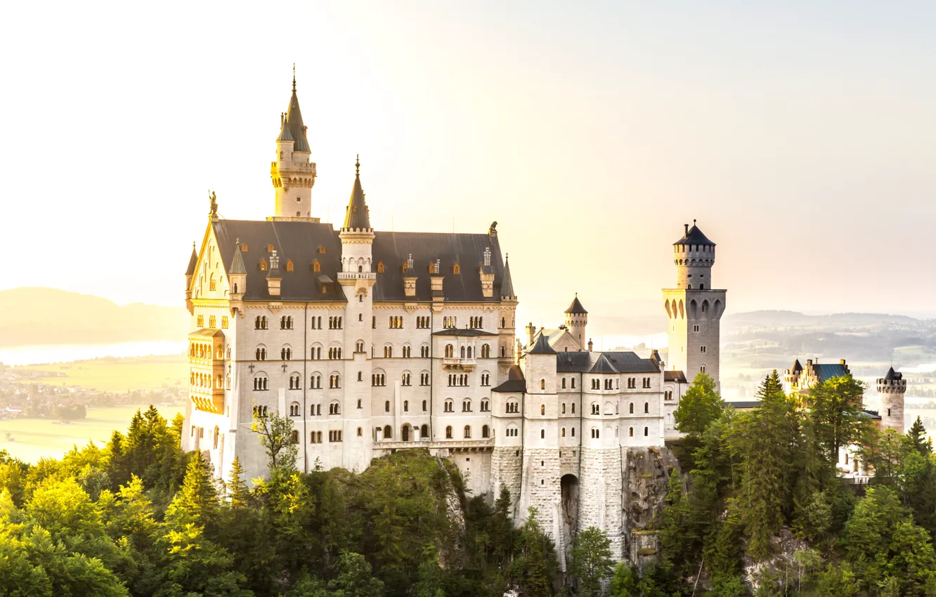 Photo wallpaper mountains, castle, Germany, Germany, mountain, Neuschwanstein, Bavaria, Neuschwanstein Castle