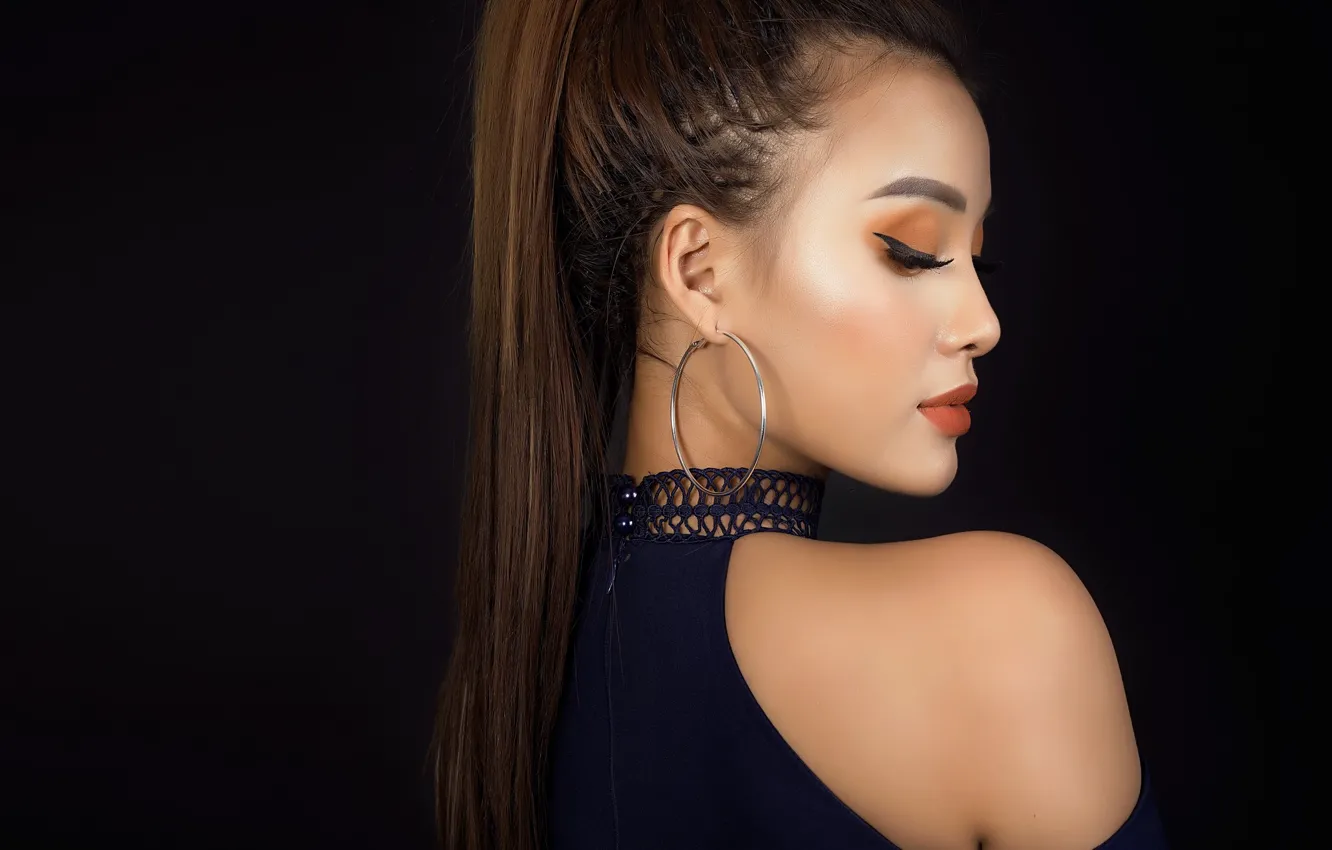 Photo wallpaper face, model, makeup, profile, beauty