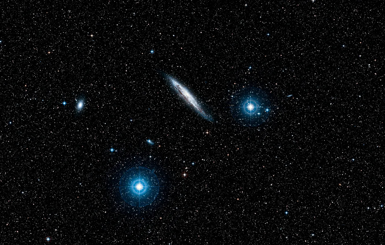 Photo wallpaper Galaxy, Spiral Galaxy, NGC 4945, Wide Field View, Digitized Sky Survey 2, Constellation Centaurus
